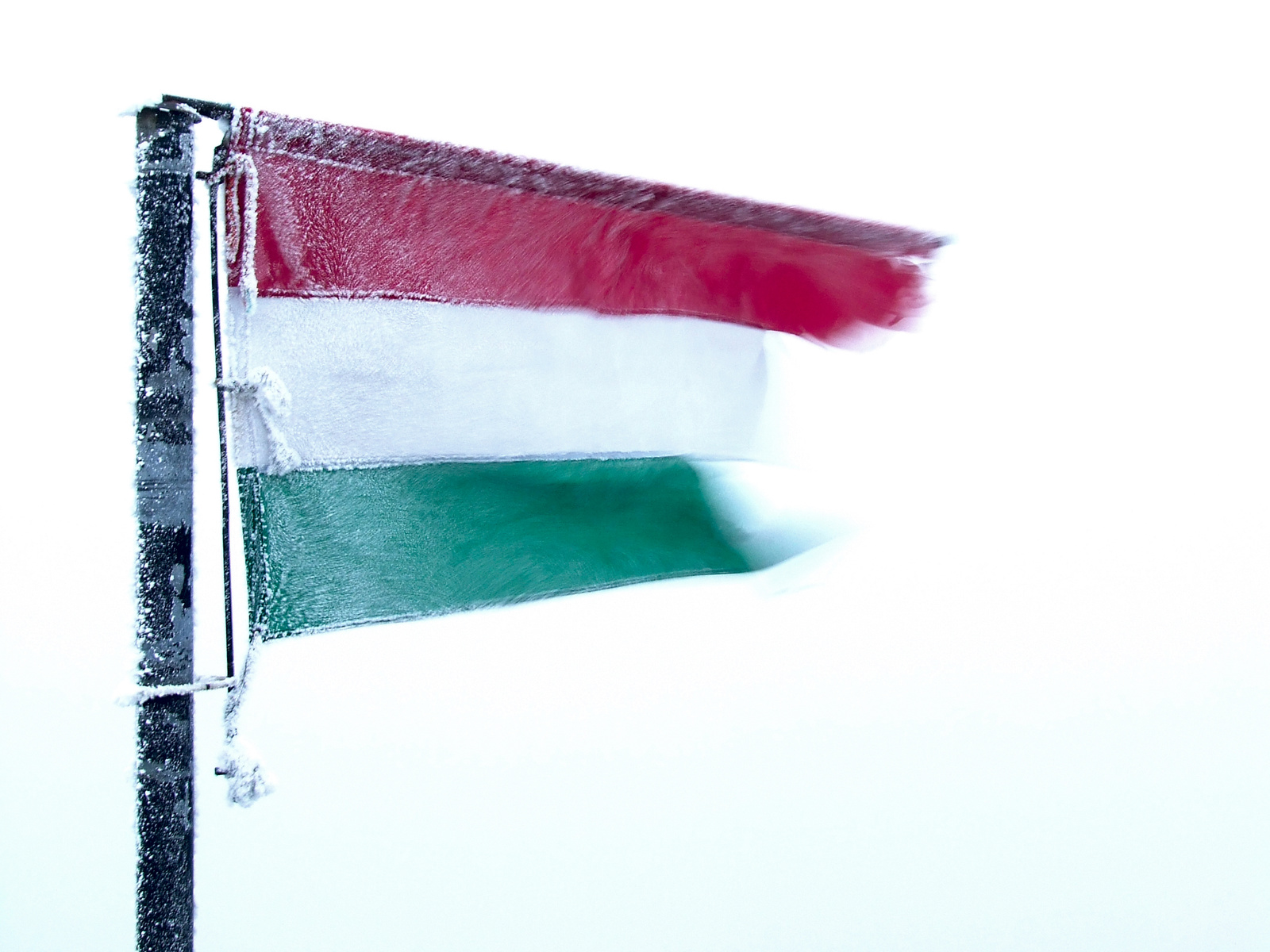 Pacsker: Fagyos szél tépi a magyar zászlót - indafoto.hu