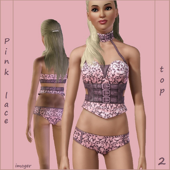 Pink lace - lingerie - set 2 - by imoger
