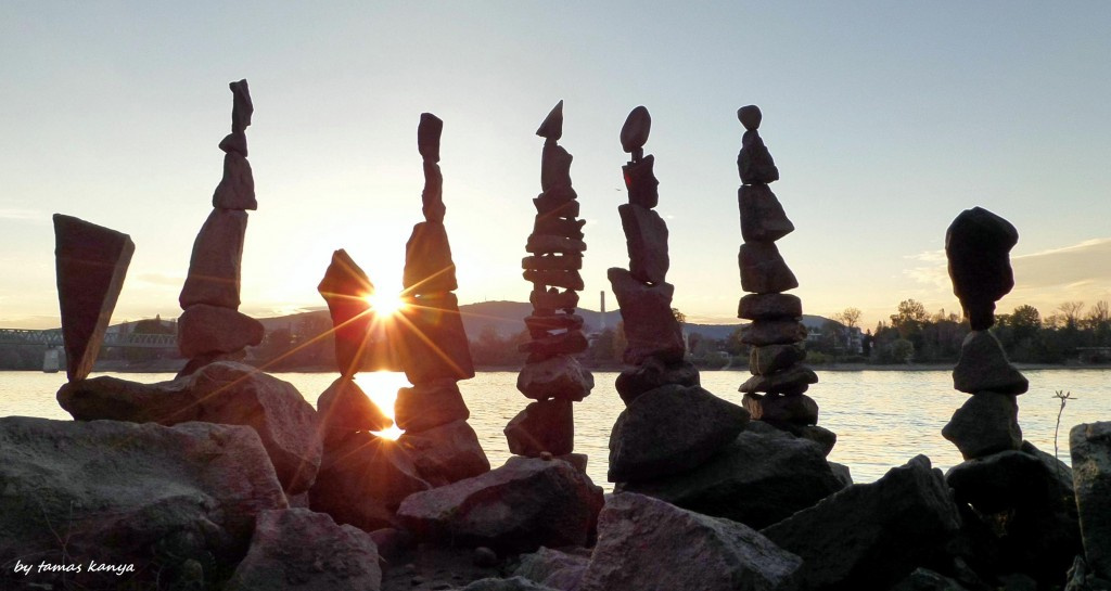 Stones balance silhouette in Hungary