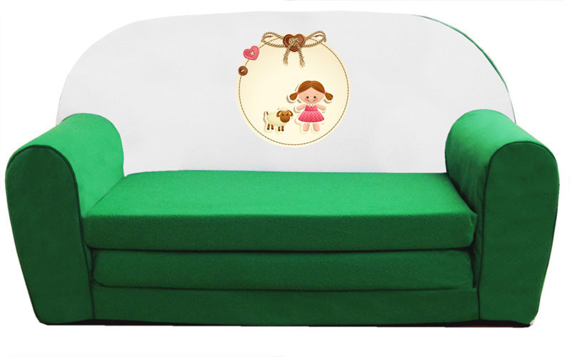 Zöld baris kihajtható szivacs kanapé gyerekeknek