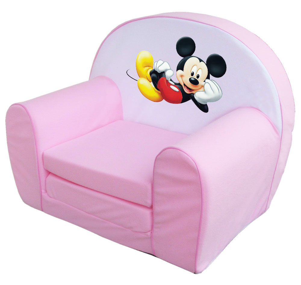 Egérfiú pink kihajtható szivacs fotel gyerekeknek