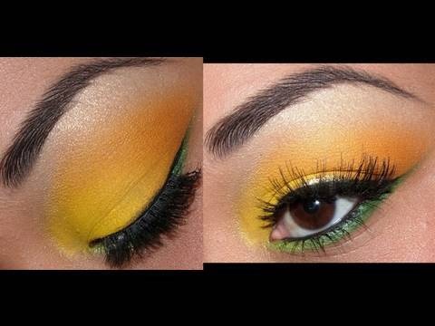 Bright Spring Yellow Green eyeshadow tutorial