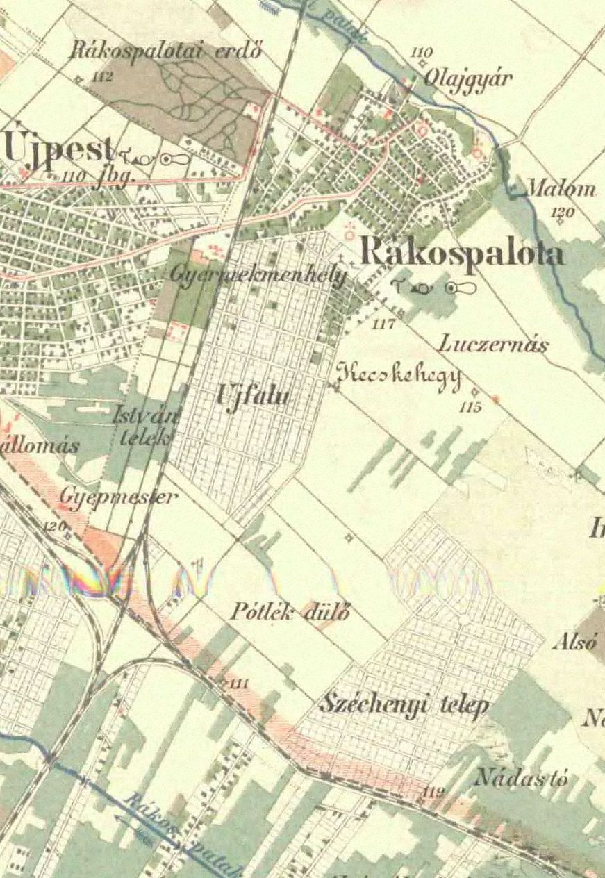 Rákospalota, Pestújhely térkép 1902-ből
