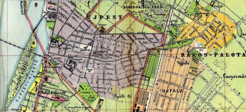 Újpest, Rákospalota térképrészlet 1910-ből