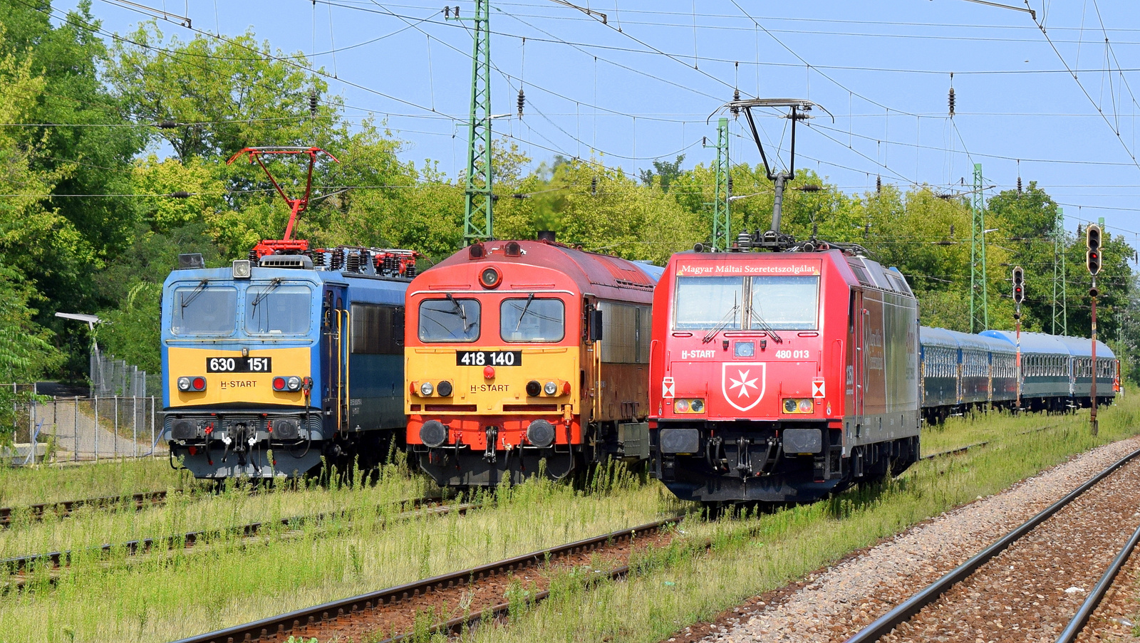 630 151 (Gigant) , 418 140 (Csörgő) , 480 013 (Máltai) Traxx