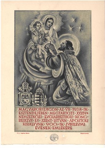 Emléklap az 1938-as budapesti Eucharisztikus Kongresszus