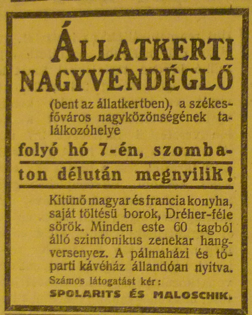 Gundel-1913Junius-AzEstHirdetes