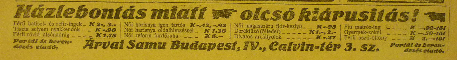 KalvinTer3-1913Junius-AzEstHirdetes