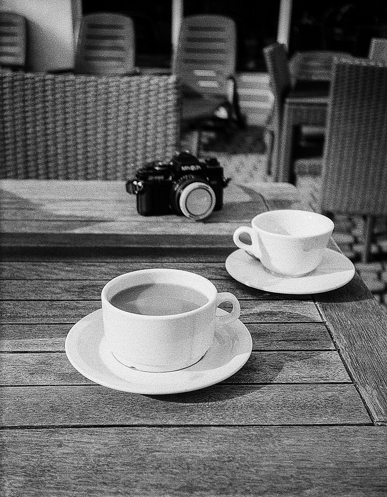 coffee and tea and film - Olympus Mju-1 point and shoot Ilford P