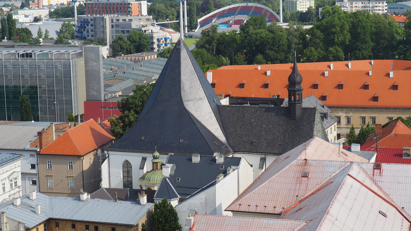 Olomouc, Kostel sv. Mořice, kilátás a tetőről, SzG3