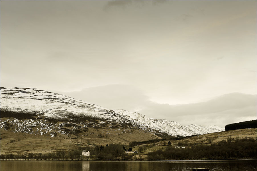 Loch Earn With Edinample Castle As Night Is Coming
