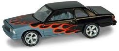 Johnny Lightning R2 1980 Chevy Malibu Black With Flames - matchb