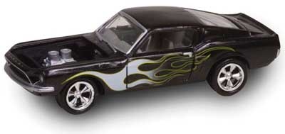Johnny Lightning R5 1968 Shelby GT500 Black with Flames - matchb