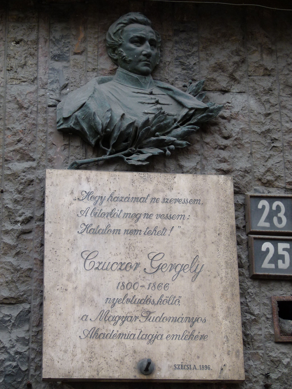 Budapest, Czuczor Gergely emléktábla