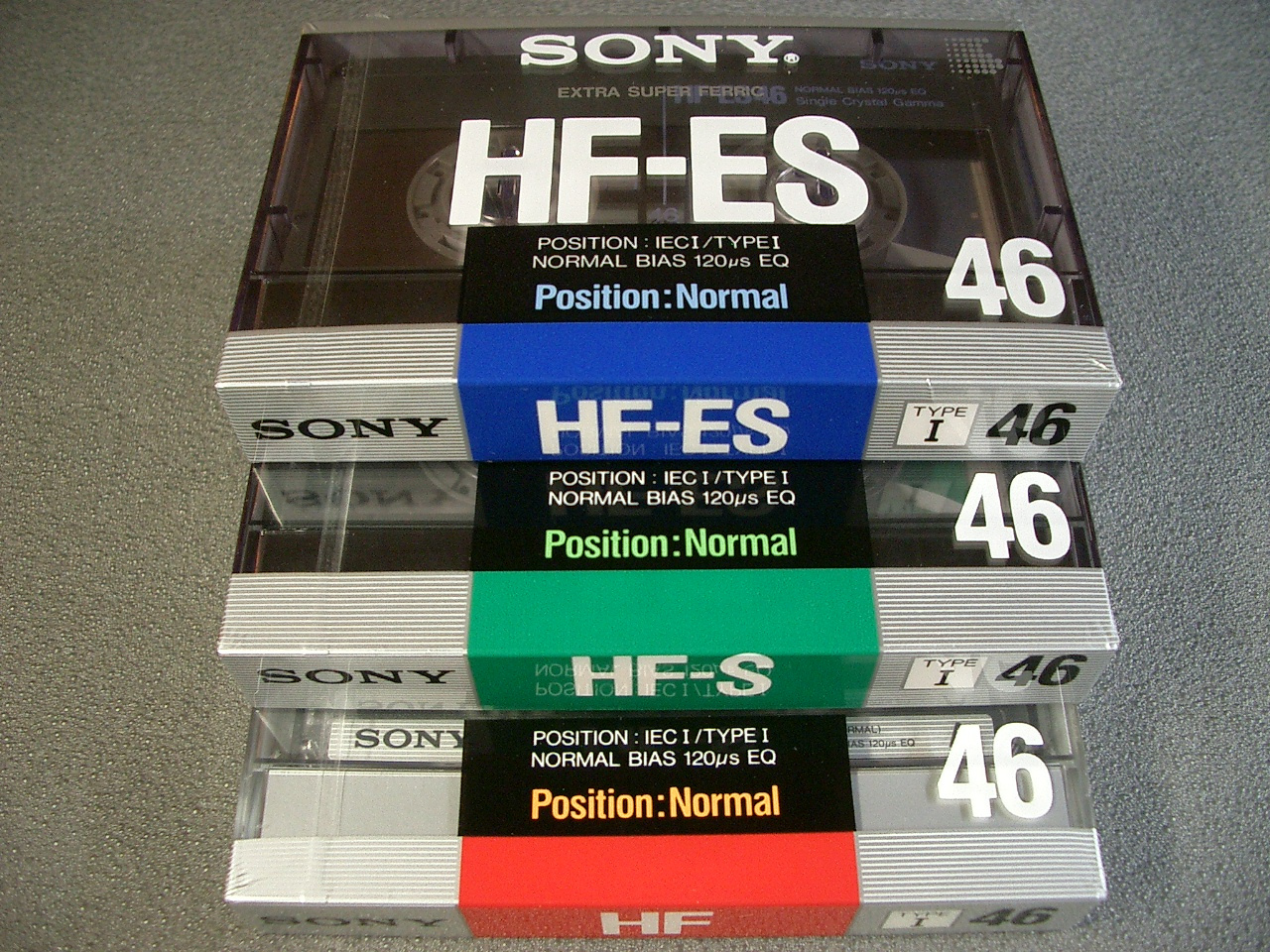 3 SONY HF, HF-S, HF-ES, 46 Eur 1988 retro