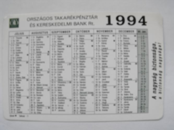 1994 - Kártyanaptár-Card Calendar-01-01-06 1994 001