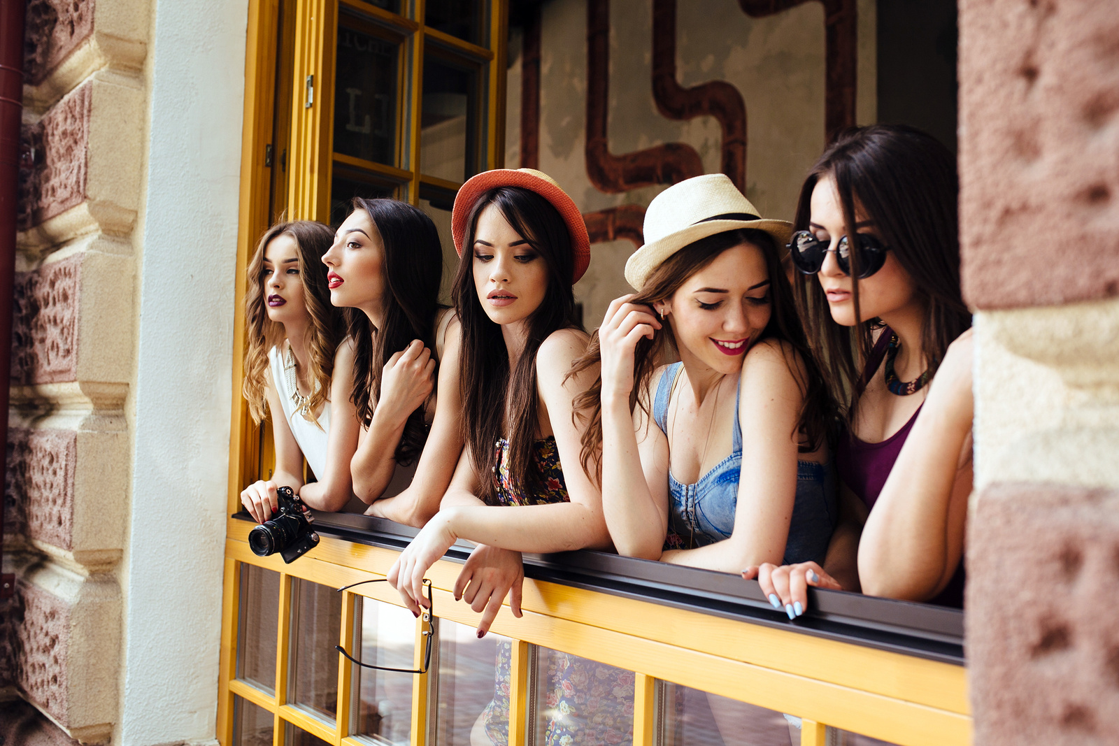 five beautiful young girls