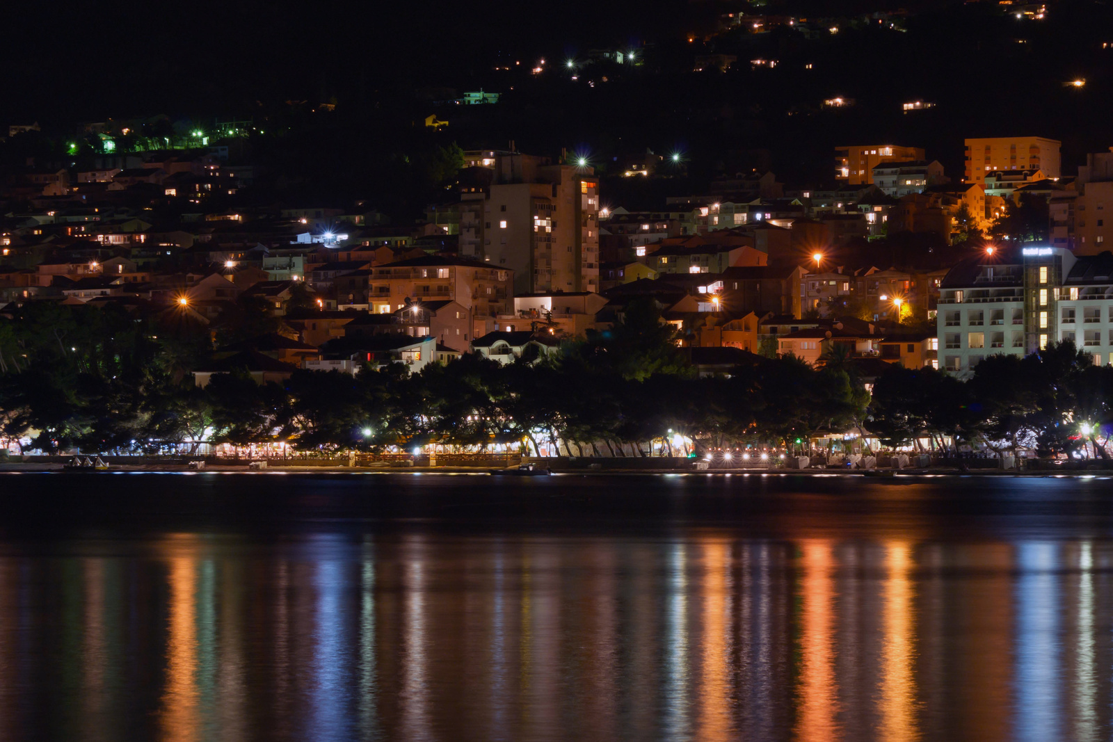 Makarska Riviera at night
