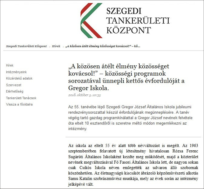 Szegedi Tankerületi Központ cikke