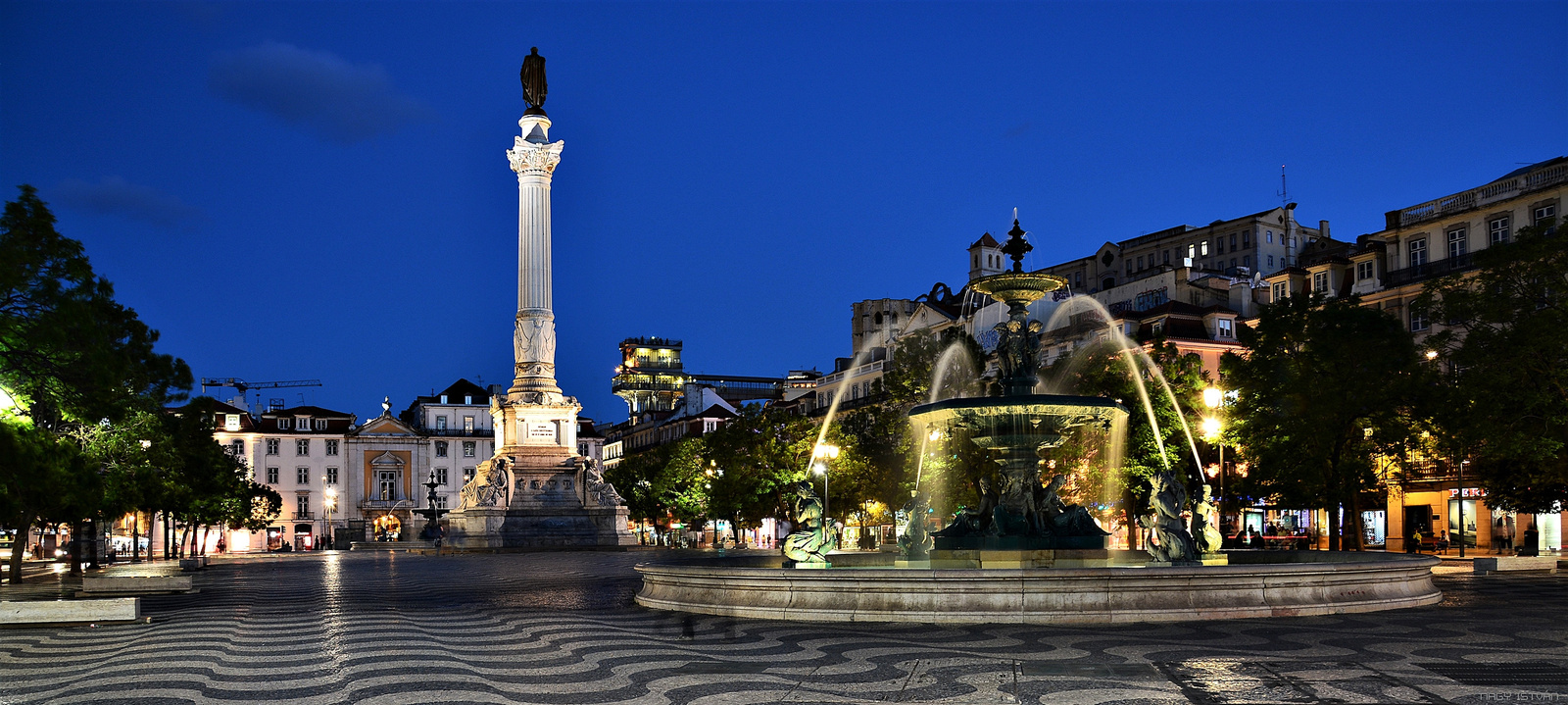 The Blue Hour in Lisbon's Rossio Square