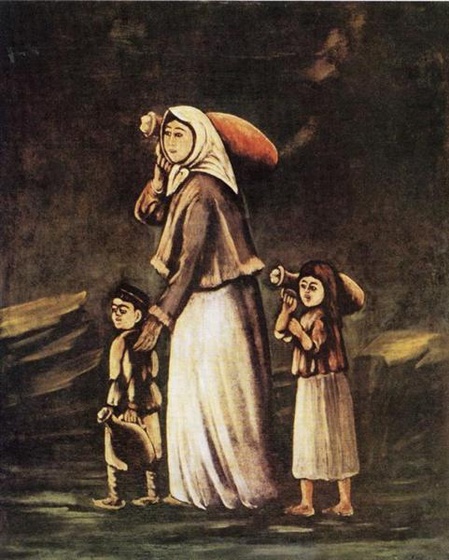 Niko-Pirosmani-xx-Peasant-Woman-with-Children-Goes-for-Water-xx-