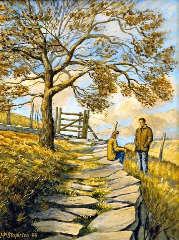 Rhondda Valleys, Ferndale, Darran Park Kissing Gate - a painting