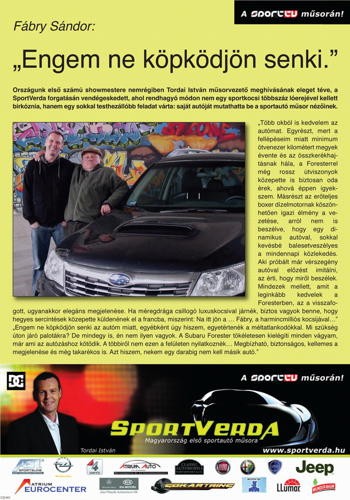 Fábry Sándor és Tordai István (SportVerda - Subaru teszt - Auto 