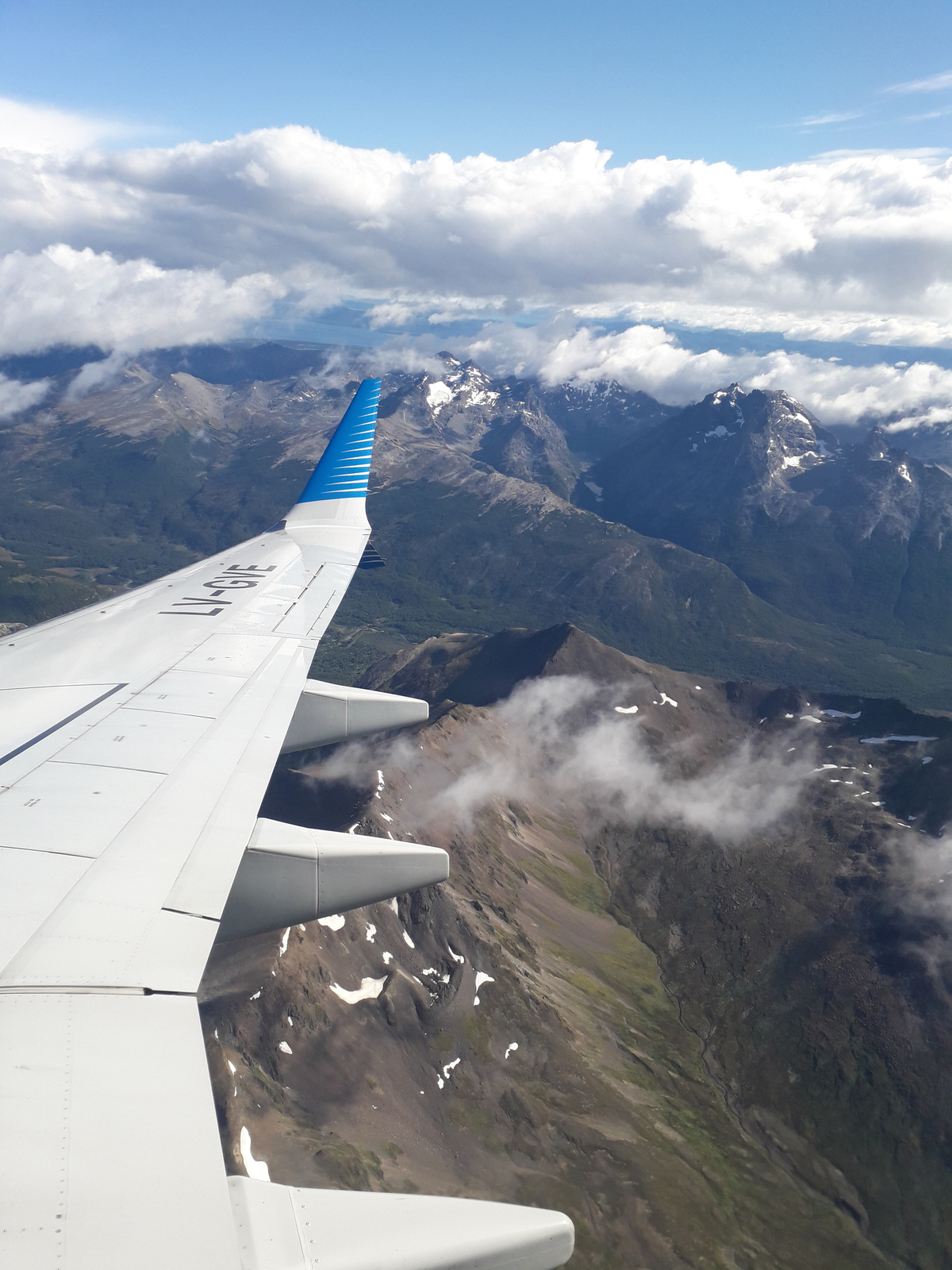 Ushuaia környéki hegyek repülőből