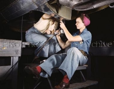 Women at work on bomber, Douglas Aircraft Company, Long