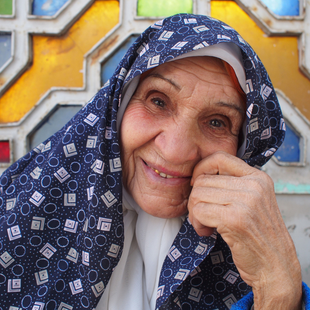 Old Woman Smiling Yazd Iran 2010 by Rupert England wp