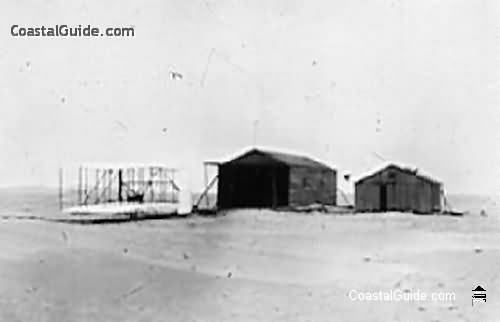 1903 machine and camp buildings at Kill Devil Hill, Nov. 24, 190