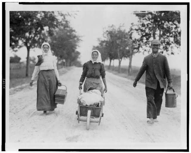 Three peasants walking to market, Hungary 1920-23