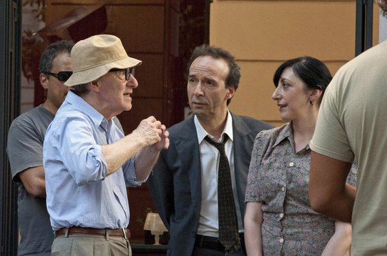 Roberto Benigni on the Set of Woody Allen's New Movie in Rome