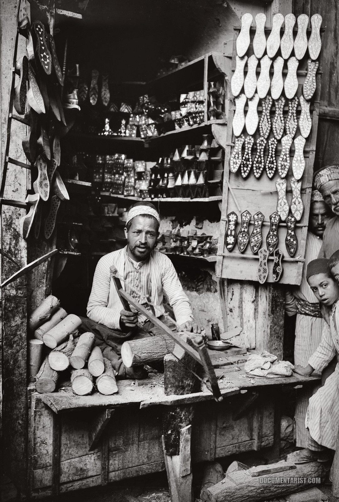 damascene inlaid-slipper maker. damascus syria 1900-1920