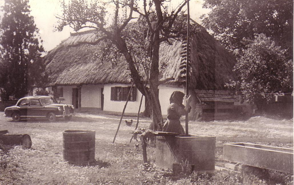 Zsúptetős ház gémeskúttal Tótszentgyörgyön Fotó-Király enő 1959