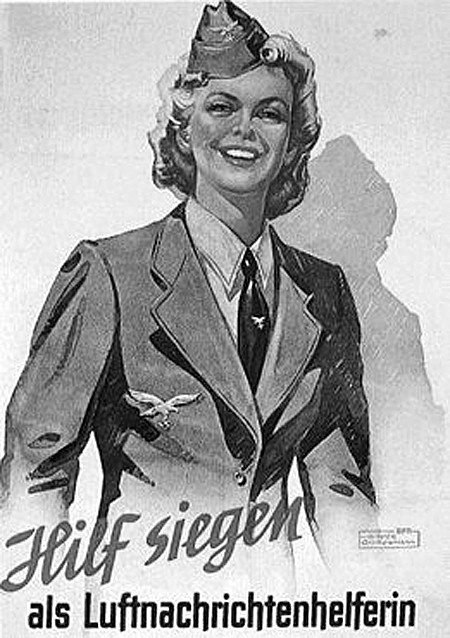 Nazi Propaganda Poster - Luftwaffe Women join the air defense