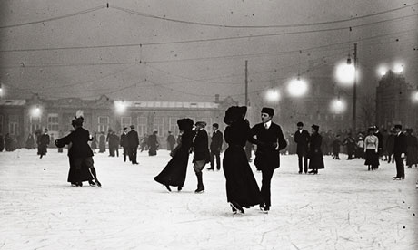 Ice skating by night, Vienna 1910