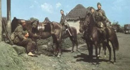 Hungarian cavalry in a Russian village