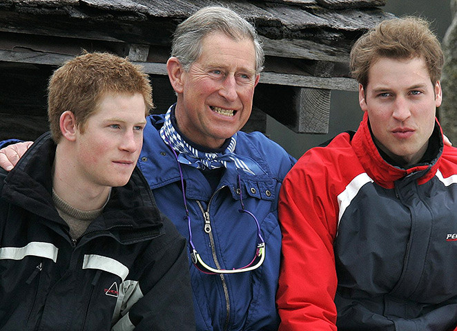 Prince Charles with his sons during a media photocall in Monbiel