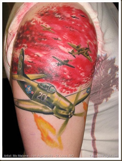 grumman f8f bearcat flying airplane tattoo