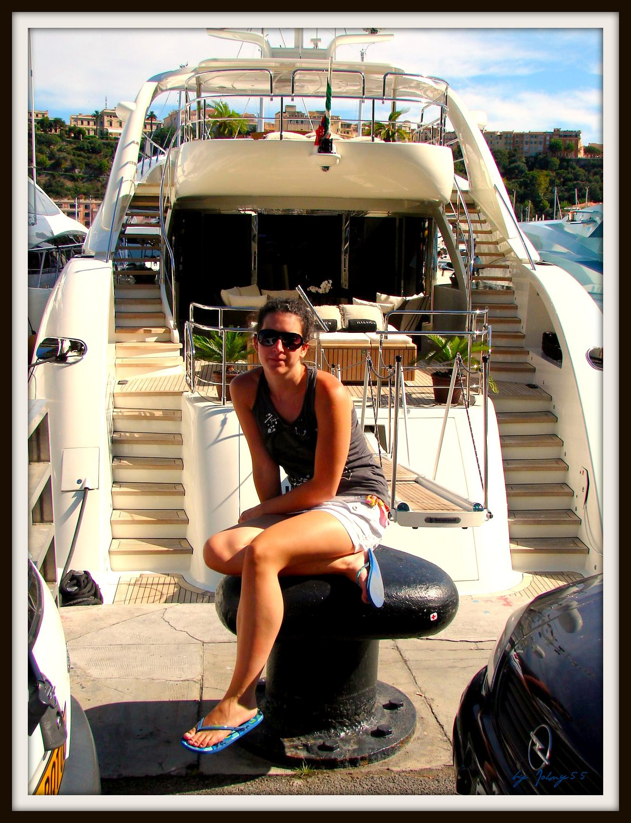 Girl in front of the Yacht