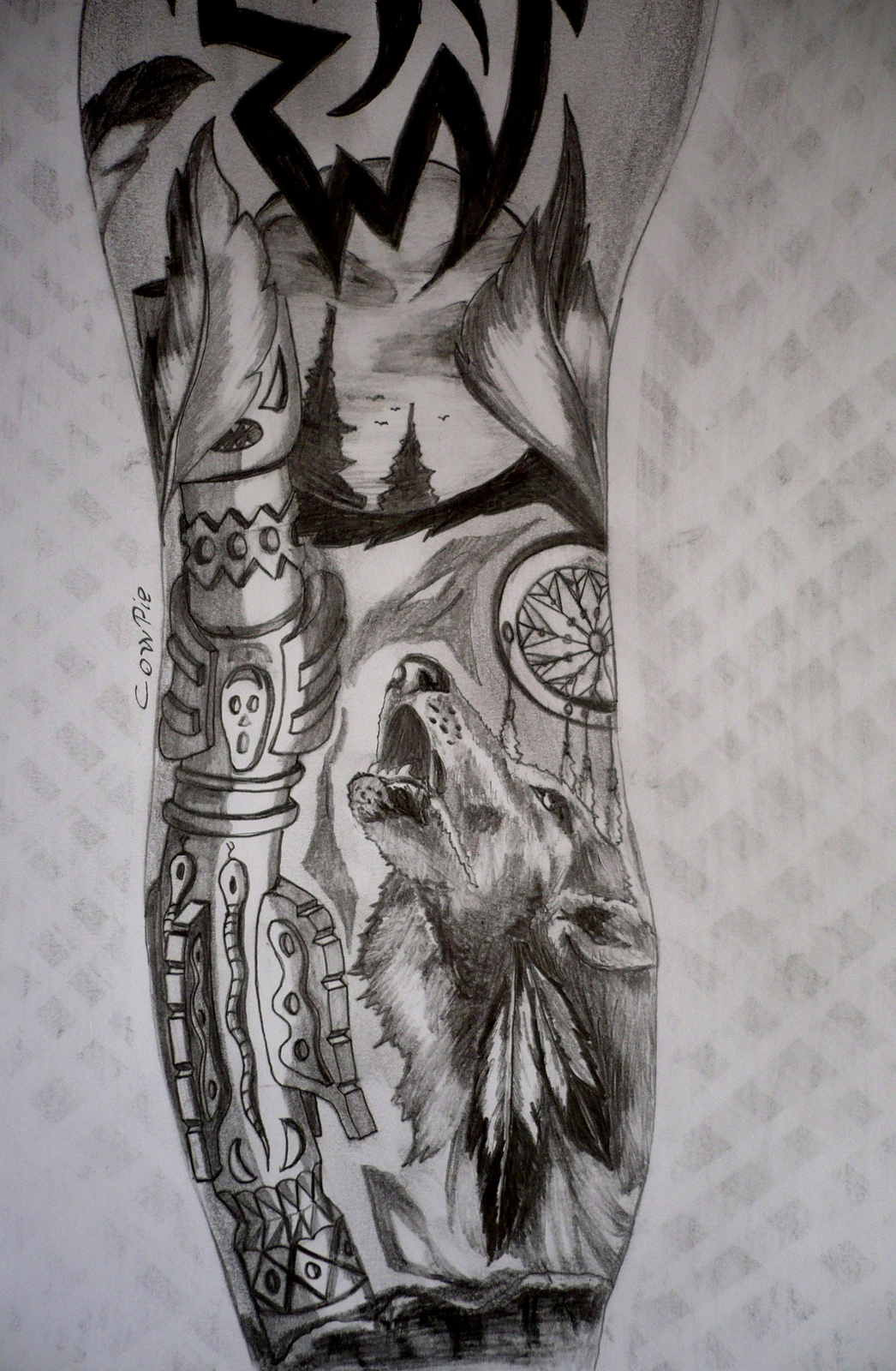 wolf tattoo vázlat