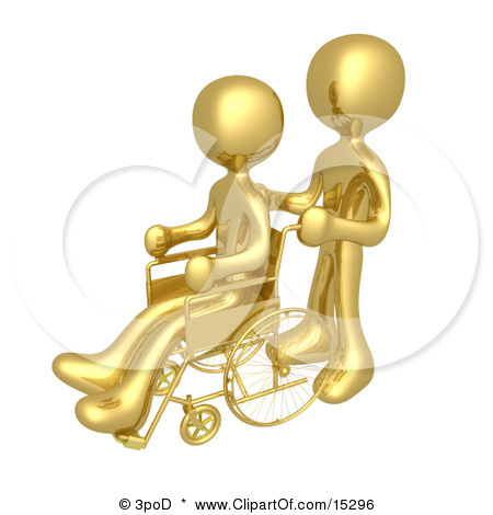 15296-Gold-Person-Pushing-Another-Person-In-A-Wheelchair-In-A-Ho