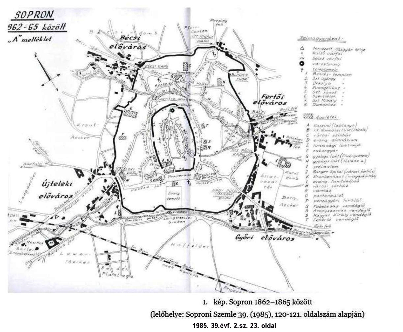 999/1.. Sopron térképe 1862-65 között