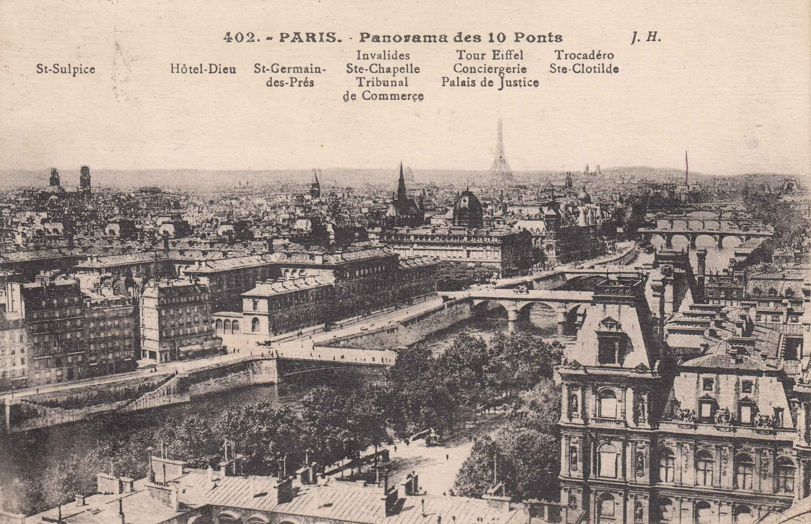 Párisi panoráma 10 Szajna-híddal (1925)l