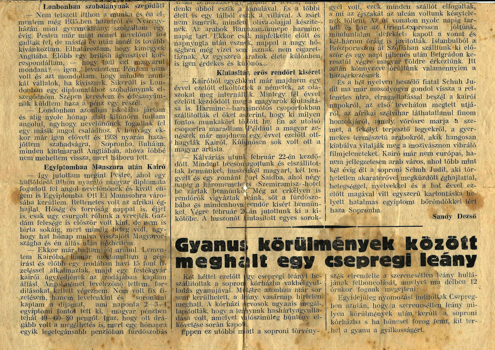 Schuh Judit 1941. Újságcikk 2.