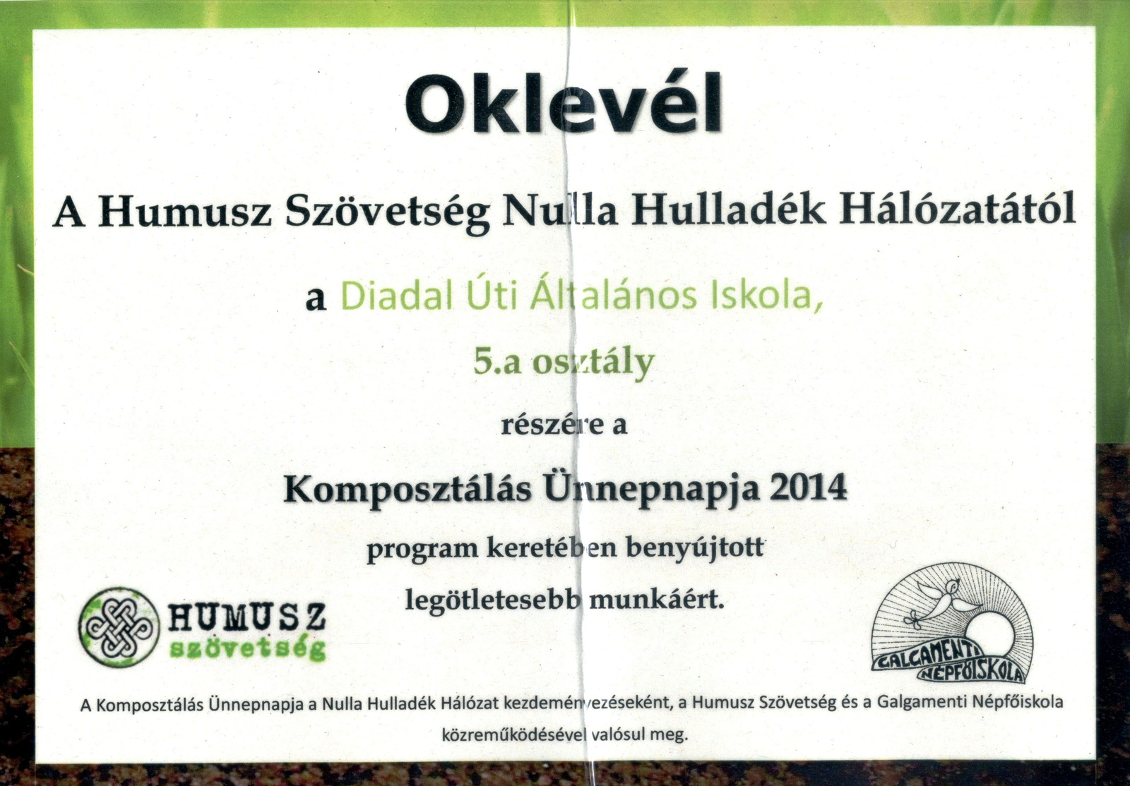 humusz oklevél 2014001