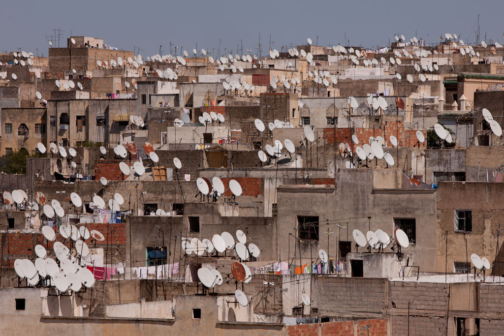 Many satellite dishes across Fes