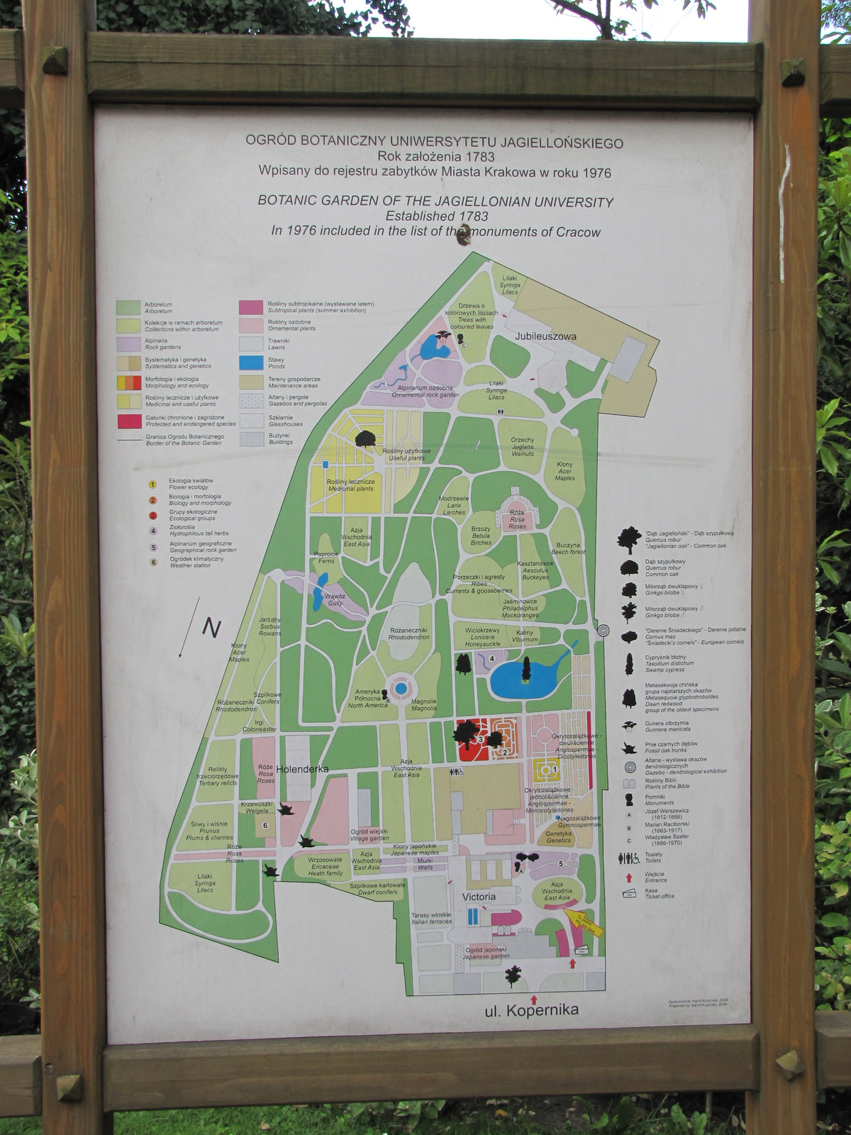 Krakkó, a Botanikus kert, az információs tábla, SzG3