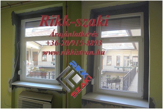 Ablakcsere utáni kőműves javítási munk hagyományos módon Rikk-sz
